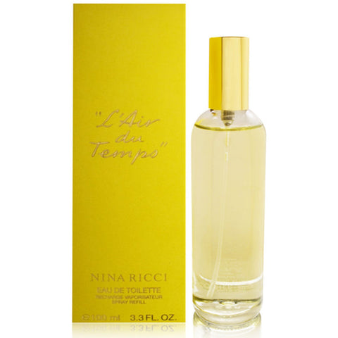 Nina Ricci L'Air Du Temps Eau De Toilette spray 100ml refill with floral design and elegant packaging.