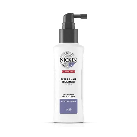Jag Couture London Nioxin System 5 scalp and hair treatment for chemically treated hair in 100ml bottle, focusing on the product and packaging.