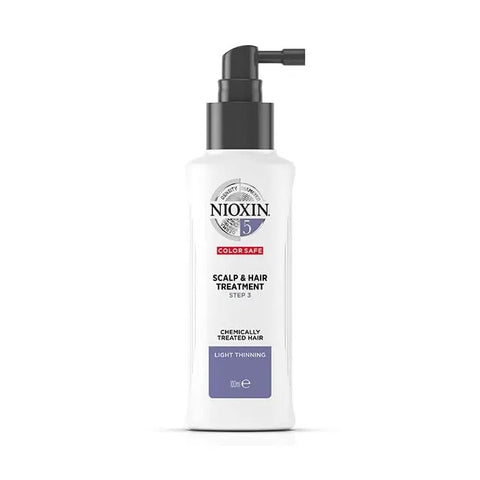 Jag Couture London Nioxin System 5 scalp and hair treatment bottle for chemically treated hair, 100ml, with label and packaging visible.