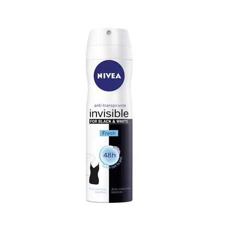 Nivea Invisible White and Black Fresh Spray 200ml from Jag Couture London - New York, showing the spray bottle with label.