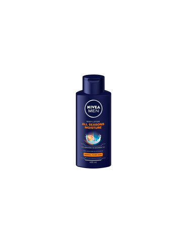 Nivea Men Body Lotion Normal 400ml bottle, featuring white packaging and black cap, displayed on a plain background.