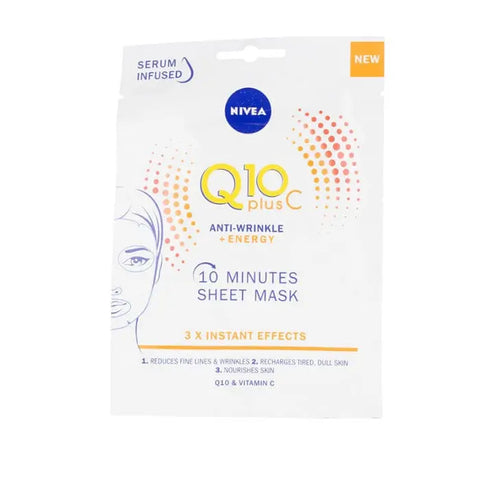 Nivea Q10+Vitamin C Anti-Wrinkle Energizing Face Mask by Jag Couture London New York, shown in a sleek jar with fresh citrus slices