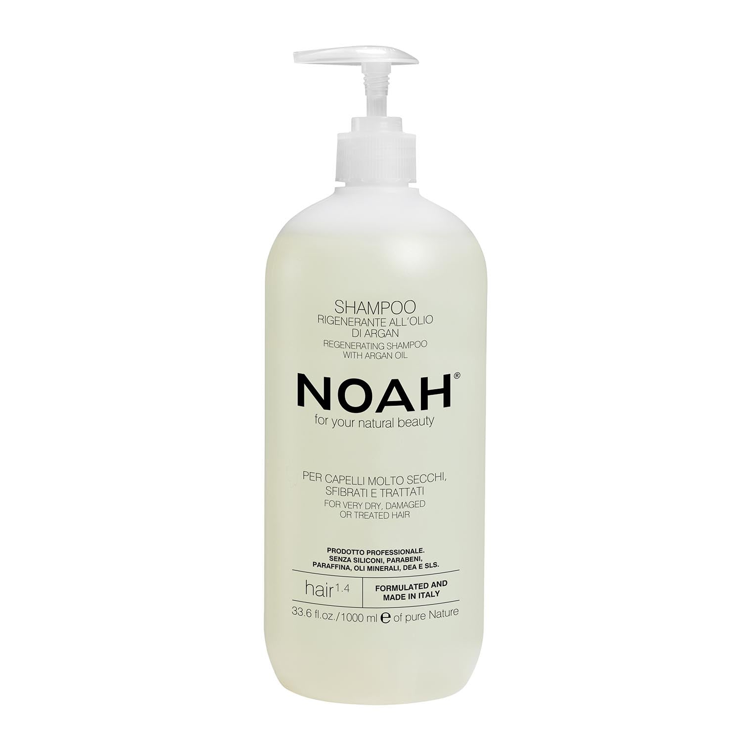 Jag Couture London Noah Aceite De Argan regenerating shampoo, 1000ml bottle with nourishing argan oil for healthy hair.