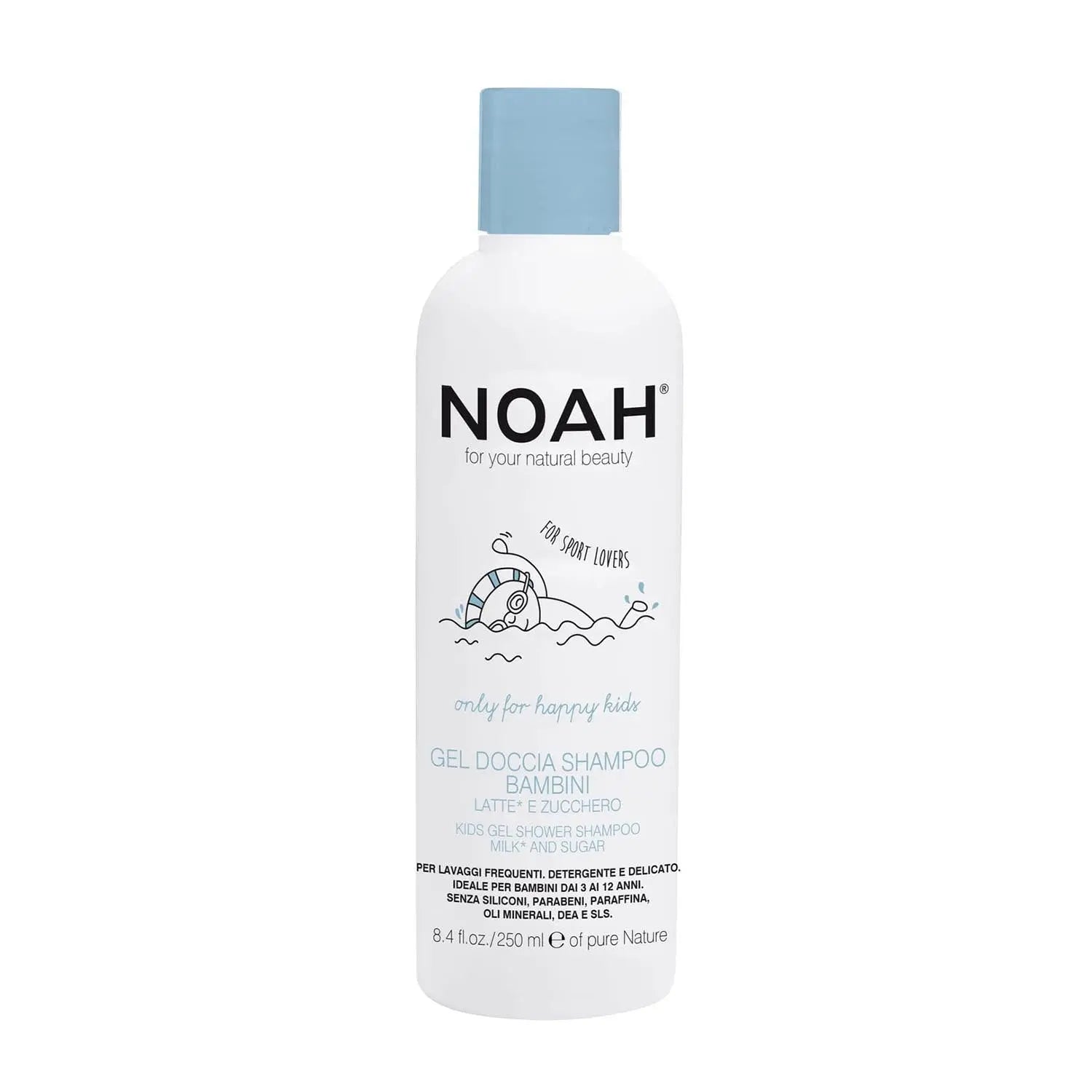 Kids shower gel and shampoo by Jag Couture London New York, Noah Kids, 250ml, in a colorful, child-friendly bottle.