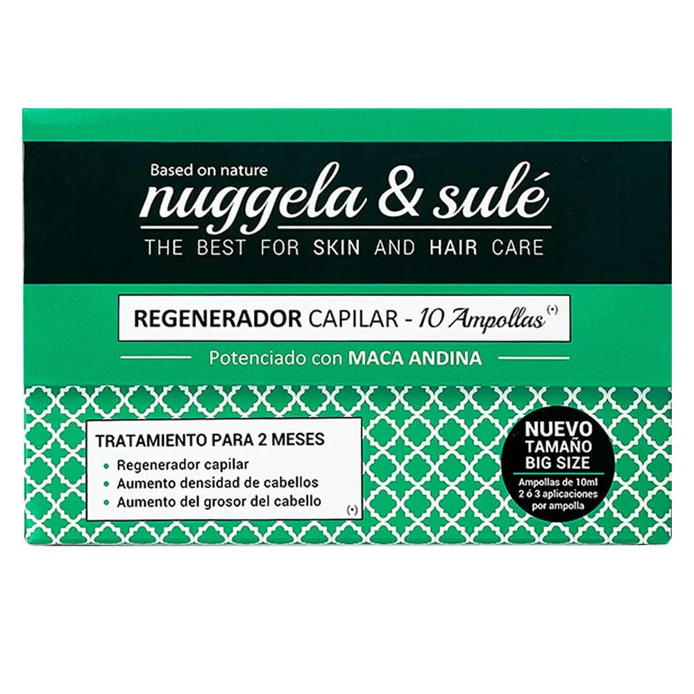 Nuggela & Sulé Hair Regenerator 10 vials, hair treatment serum from Jag Couture London - New York, with bottles displayed.