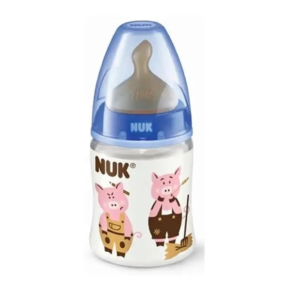 Nuk Baby Bottle Érase Una Vez First Choice T1 Latex for 0-6 months, 150ml, with clear silicone nipple and ergonomic design.