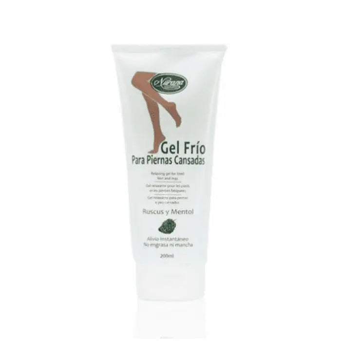 Nurana Cold Gel Tired Legs 200ml by Jag Couture London-New York, showing the gel tube with branding and product label.