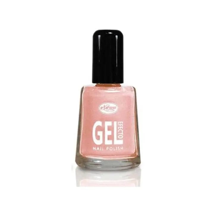 Nurana Gel Effect Nail Polish in Pearl Salmon by Jag Couture London, showcasing the 10ml bottle with glossy salmon-colored finish.