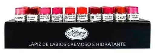 Nurana Lip Pencil Classic Pack with 72 units by Jag Couture London-New York, showing colorful lip pencil tips and packaging.