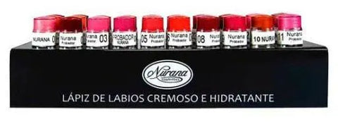 Nurana Lapiz Labios Clasico pack of 72 lip pencils by Jag Couture London New York, displayed in a neat set.