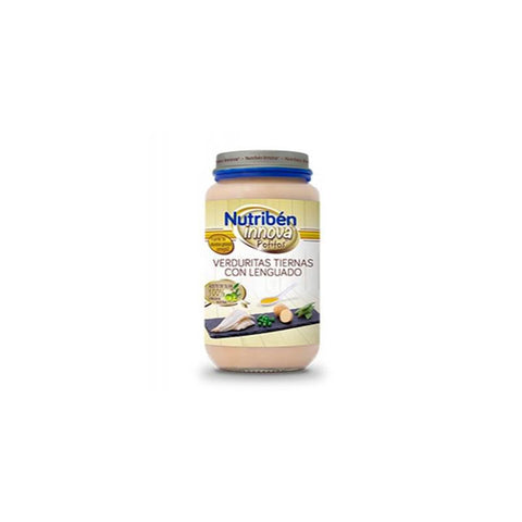 Nutriben Nutribén Innova Potito Verduritas Tiernas con Lenguado baby food in 250g jar, featuring tender vegetables and fish