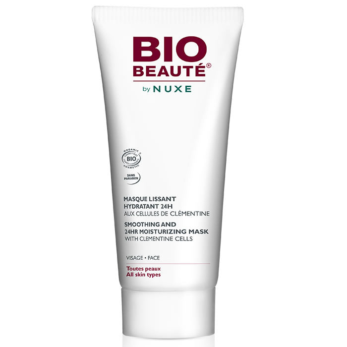 Nuxe Bio Beauté smoothing and 24h moisturizing mask in a 50ml jar, featuring a luxurious skincare product from Jag Couture London.