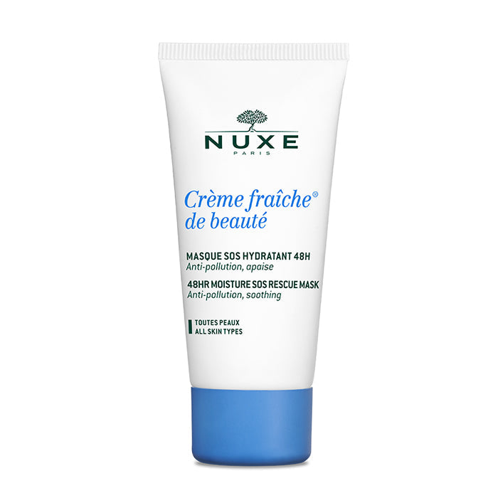 Nuxe Crème Fraîche De Beauté moisturizing mask in a 50ml jar, with a smooth, creamy texture and elegant packaging.