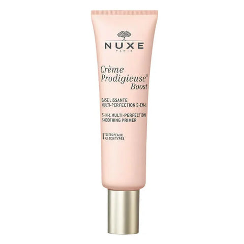 Nuxe Crème Prodigieuse Boost 5-in-1 multi-perfection smoothing cream in a 30ml jar, displayed with its packaging.