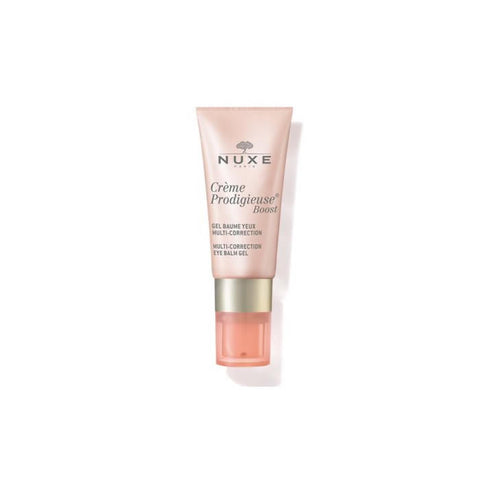 Nuxe Crème Prodigieuse Boost multi-correction eye balm gel in 15ml jar, with a sleek container and applicator tip.