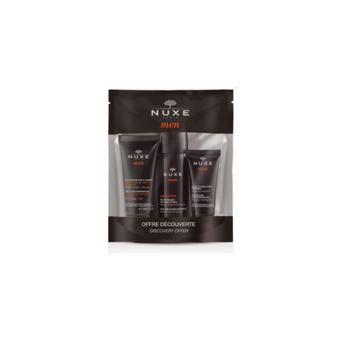 Nuxe Men Travel Kit 3 Pieces by Jag Couture London New York, includes skincare essentials in a compact travel set.