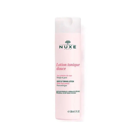 Nuxe Pétales De Rose Gentle Toning Lotion for face and eyes, 200ml, with rose petals, in a clear bottle