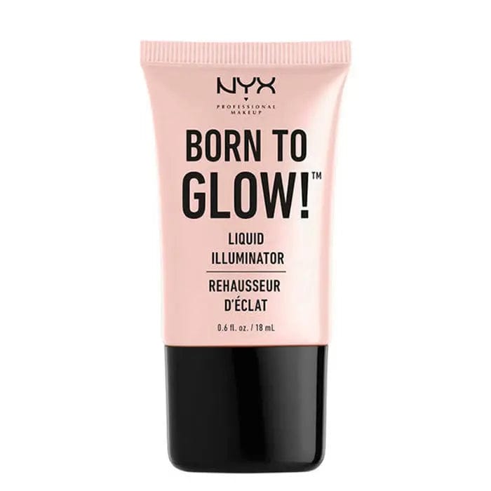 Nyx Born To Glow! Liquid Illuminator Sunbeam in 18ml, featuring a sleek bottle with a luminous liquid glow for radiant skin.