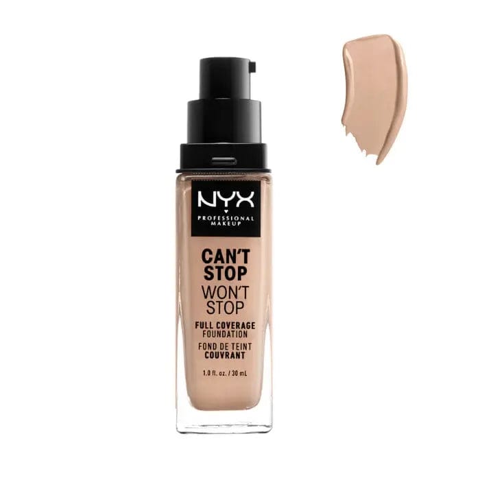 Nyx Can't Stop Won't Stop Full Coverage Foundation in Light, 30ml, with smooth texture and natural finish from Jag Couture London.