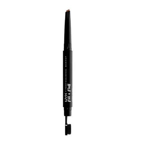 Nyx Fill & Fluff Eyebrow Pomade Pencil in Auburn, 15g, with the pencil and spoolie brush visible for natural eyebrow grooming.