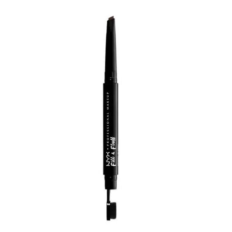 Nyx Fill & Fluff Eyebrow Pomade Pencil in Brunett, 15g, with a pencil tip and spoolie brush for natural, defined eyebrows.
