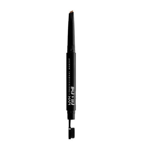Nyx Fill & Fluff Eyebrow Pomade Pencil in Taupe, 15g, with a dual-ended design and spoolie brush for shaping eyebrows.