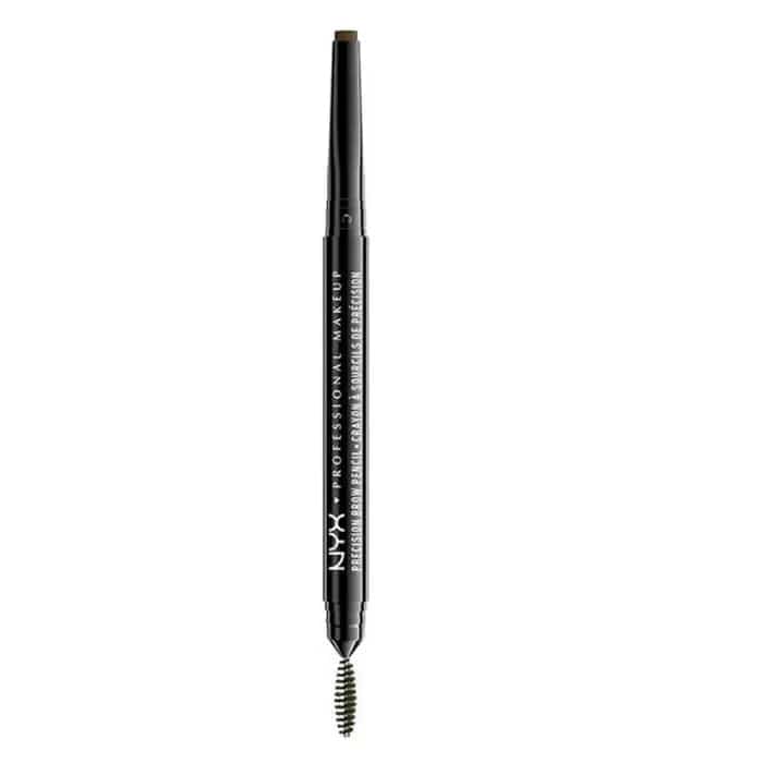 Jag Couture London New York Nyx Precision Brow Pencil in Espresso, close-up of the eyebrow pencil with product packaging.