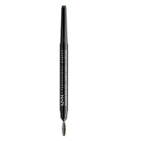 Jag Couture London New York Nyx Precision Brow Pencil in Espresso, close-up of the eyebrow pencil with product packaging.