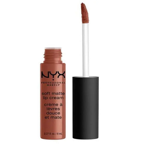 Nyx Soft Matte Lip Cream in Leon, 8ml tube, with smooth, matte finish and vibrant color, from Jag Couture London - New York.
