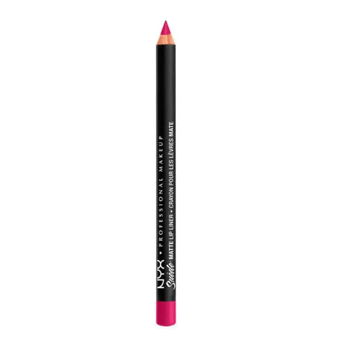 Nyx Suede Matte Lipliner in Sweet Tooth by Jag Couture London, showcasing the lipliner with a smooth, matte finish and soft pink shade.