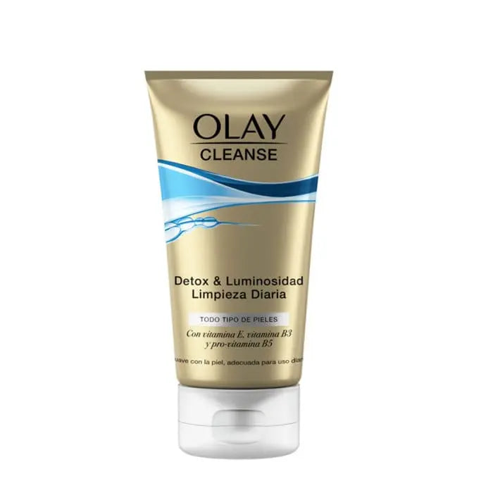 Jag Couture London New York Olay Cleanse Detox and Luminosity 150ml skincare bottle on white background