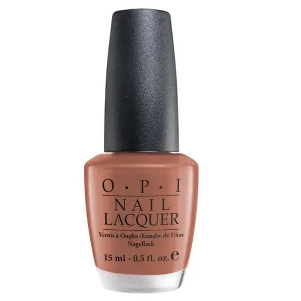 Opi Nail Lacquer NLE41 Barefoot In Barcelona 15ml from Jag Couture London-New York, showing a sleek beige nail polish bottle.