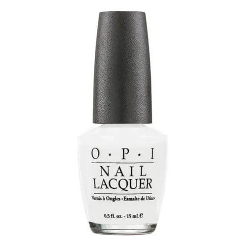 Opi Nail Lacquer Alpine Snow 15ml by Jag Couture London - New York, showcasing a glossy white nail polish bottle.