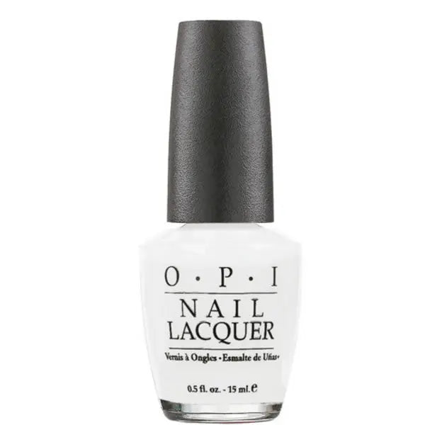 Opi Nail Lacquer NLL00 Alpine Snow 15ml bottle with white nail polish from Jag Couture London New York collection