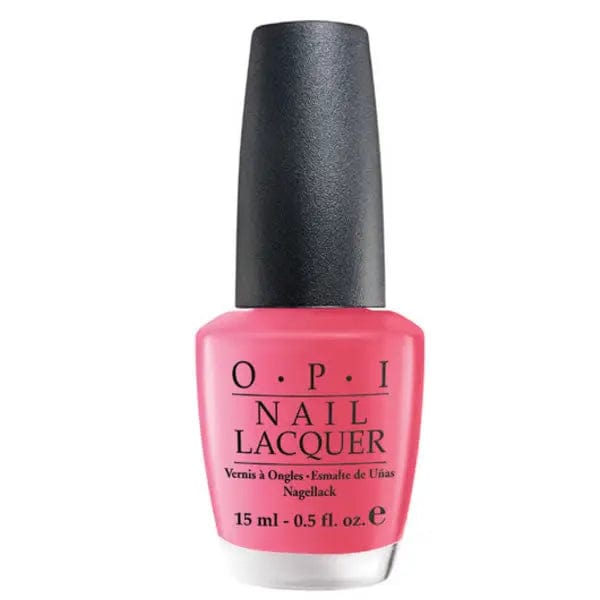 Opi Nail Lacquer in NLM23 Strawberry Margarita, 15ml, by Jag Couture London - New York, showing vibrant pink nail polish bottle