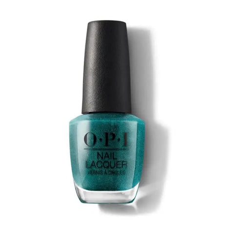 Bottle of OPI Nail Lacquer in "This Colour's Making Waves" 15ml by Jag Couture London—blue nail polish with wave design.