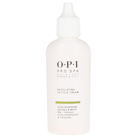 Opi Pro Spa Exfoliating Cuticle Treatment in 27ml bottle, designed to nourish and exfoliate cuticles for healthier nails.