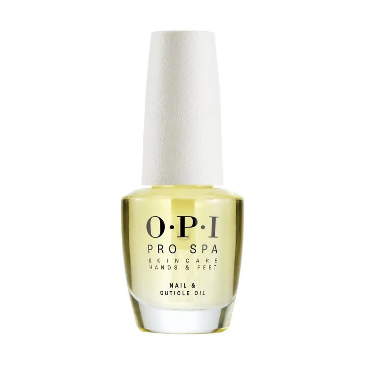 Opi Pro Spa Nail and Cuticle Oil 14.8ml by Jag Couture London – close-up of the bottle with product label and applicator brush