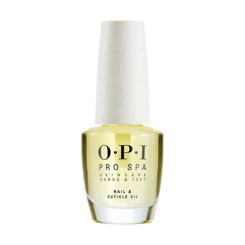 Opi Pro Spa Nail and Cuticle Oil in 14.8ml bottle by Jag Couture London New York, featuring clear liquid and applicator brush.