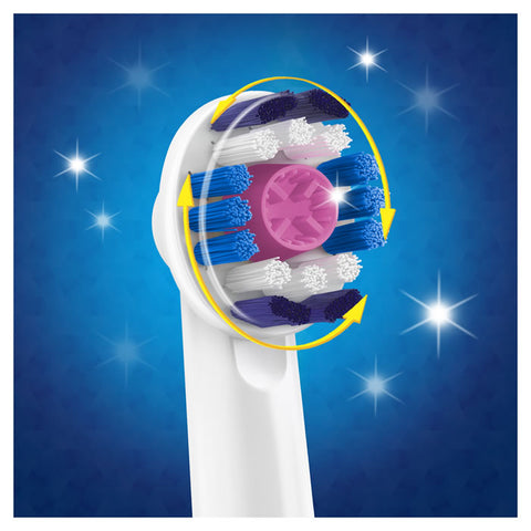 Oral-B 3D White toothbrush refills by Jag Couture London New York, showing three replacement brush heads for whitening dental care.