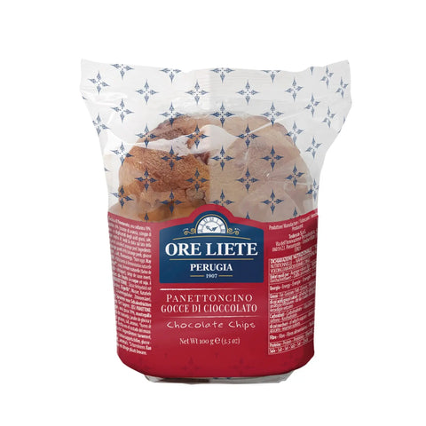 Mini Ore Liete panettone with chocolate chips by Jag Couture London-New York, showcasing a festive Italian bread with chocolate chunks.