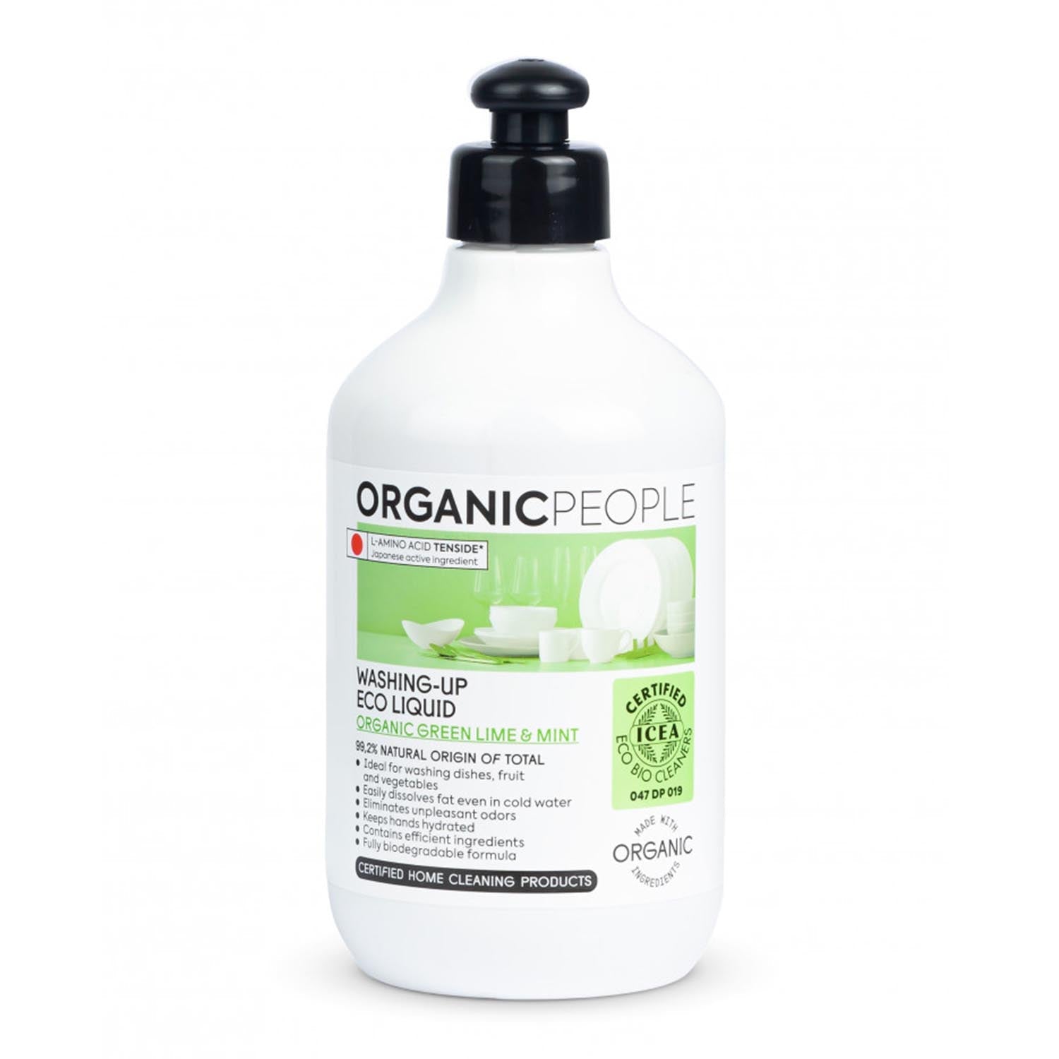 Organic People Lime and Mint washing-up eco liquid by Jag Couture London and New York, 200ml bottle with lime and mint ingredients.