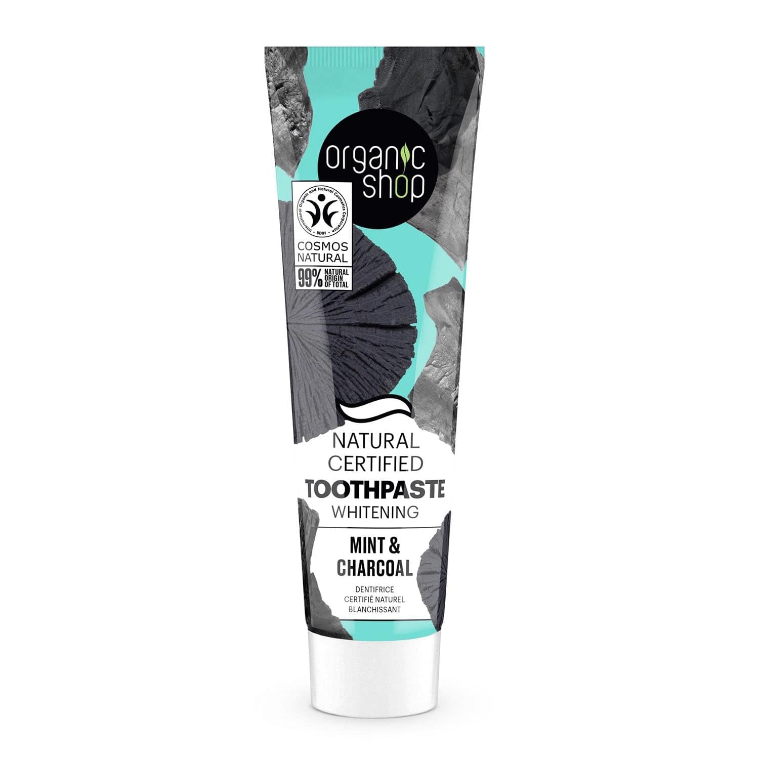 Organic Shop Mint Dentifrico Blanqueador by Jag Couture London - New York, 100g, fresh mint toothpaste with whitening properties.