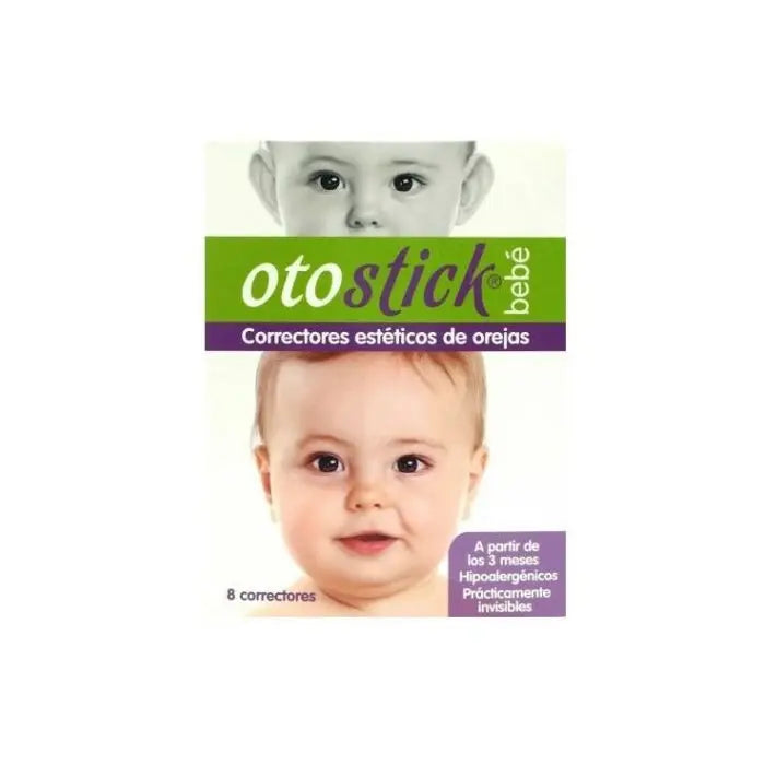Jag Couture London-New York Otostick Baby Aesthetic Ear Correctors, 8 units, showing transparent ear correction patches on a baby's ear