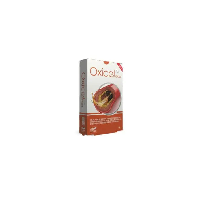 Oxicol Omega Plus Cholesterol capsules by Jag Couture London - New York, showing 30 capsules in a clear bottle on a white background.