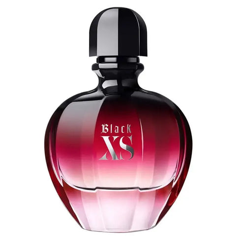 Paco Rabanne Black XS For Her Eau de Perfume spray 80ml, sleek black bottle with silver accents, elegant and modern design.