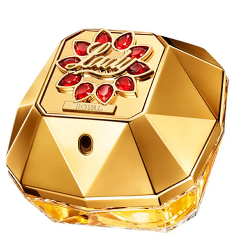 Paco Rabanne Lady Million Royal Eau de Parfum spray 80ml bottle with gold accents, elegant design, on a plain background.