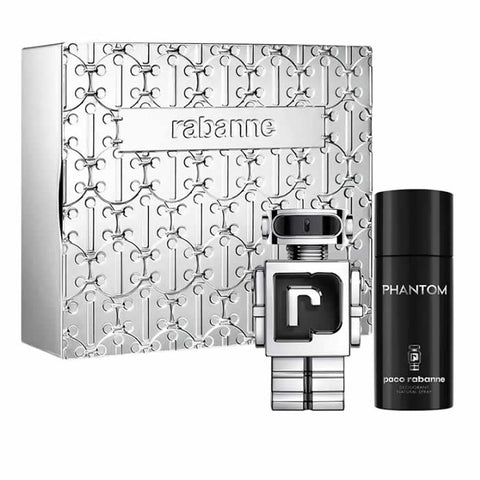 Paco Rabanne Phantom Eau De Toilette Spray 100ml set with two bottles, featuring sleek design and modern packaging.