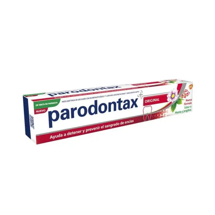 Parodontax Herbal Original Mint and Ginger mouthwash in a 75ml bottle with herbal and mint flavor.