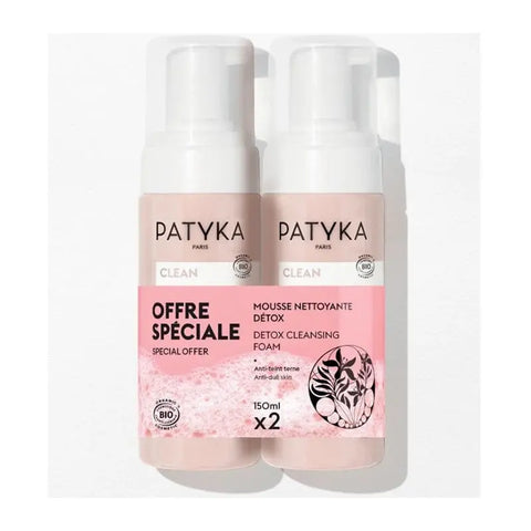 Jag Couture London New York Patyka Duo Detox Cleansing Mousse set, two 150ml bottles of natural face cleansing foam.